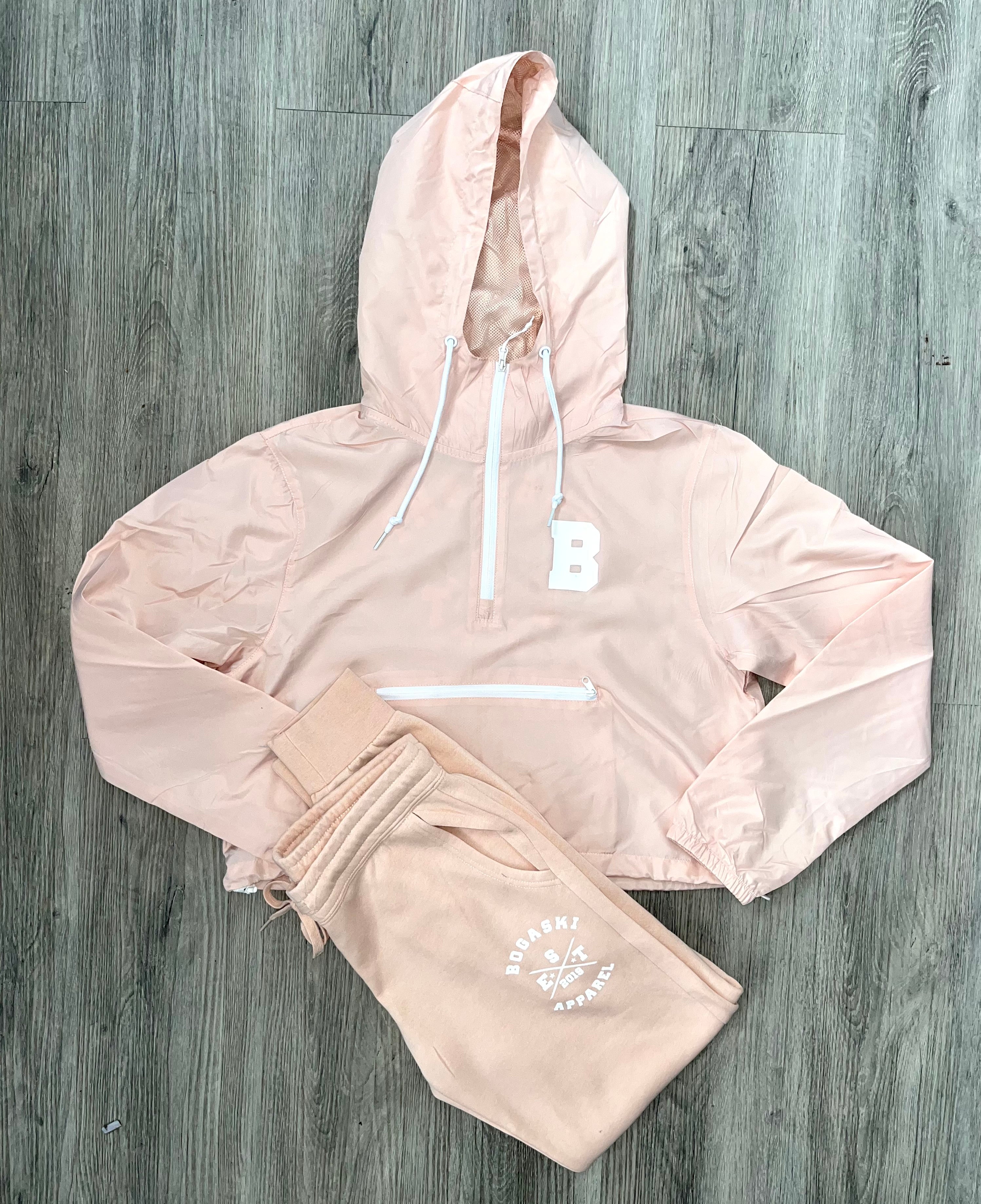 Blush Women's Crop Top Windbreaker Jogger Set